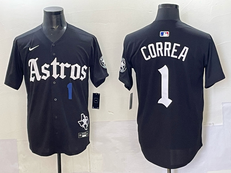 Men 2025 Houston Astros #1 Correa black  Game Nike MLB Jersey style 0018->houston astros->MLB Jersey